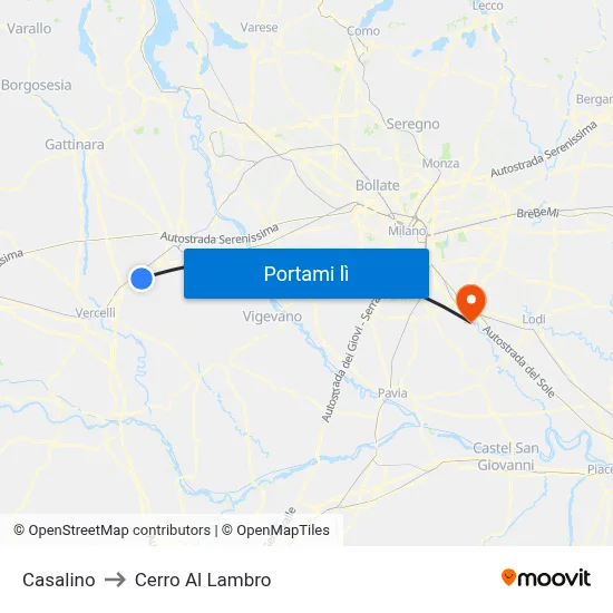 Casalino to Cerro Al Lambro map