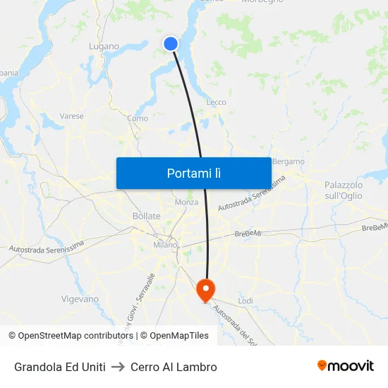 Grandola Ed Uniti to Cerro Al Lambro map