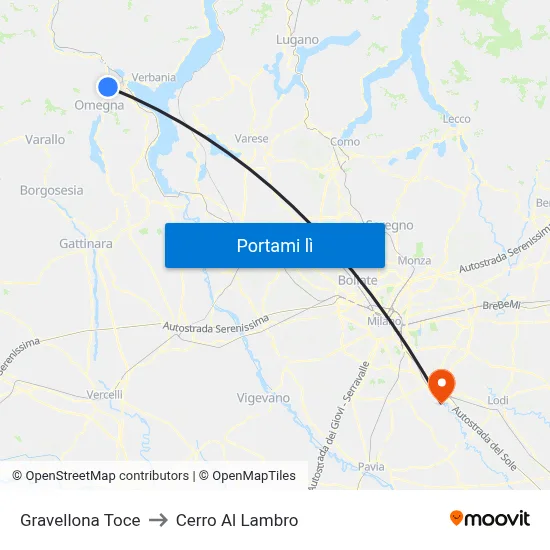 Gravellona Toce to Cerro Al Lambro map