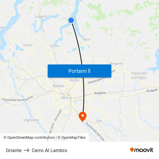 Griante to Cerro Al Lambro map