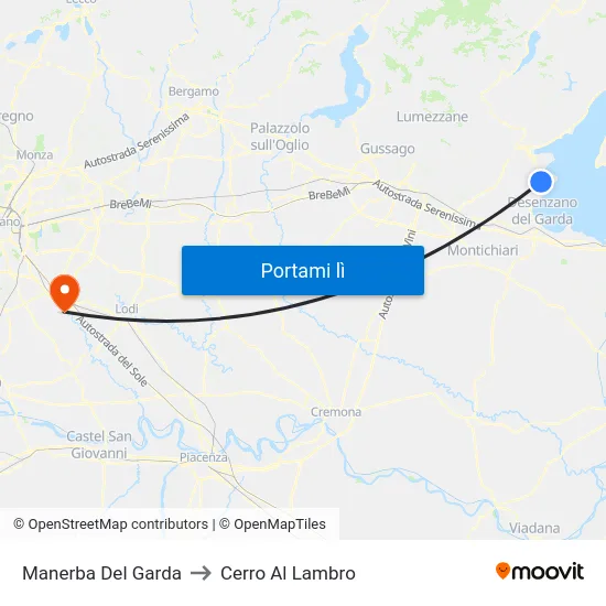 Manerba Del Garda to Cerro Al Lambro map