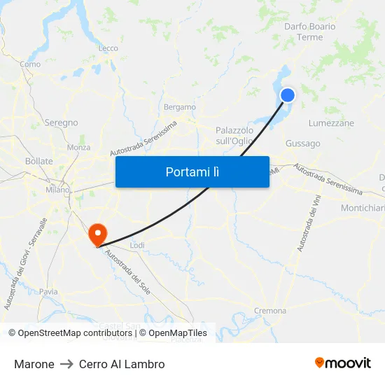 Marone to Cerro Al Lambro map