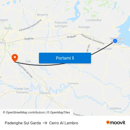 Padenghe Sul Garda to Cerro Al Lambro map