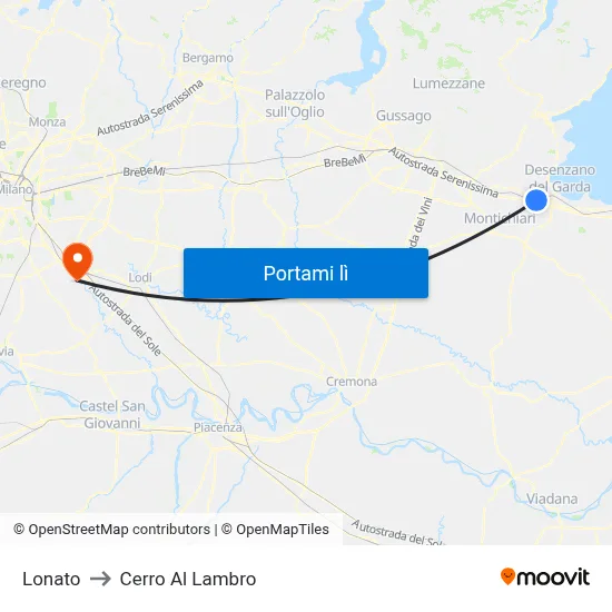Lonato to Cerro Al Lambro map