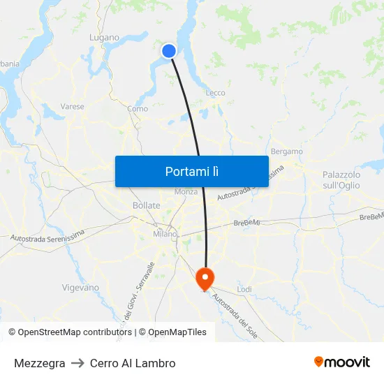 Mezzegra to Cerro Al Lambro map
