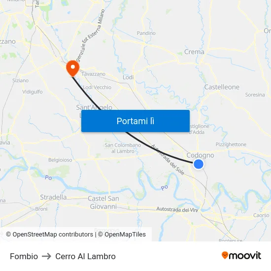 Fombio to Cerro Al Lambro map