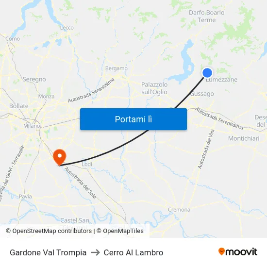 Gardone Val Trompia to Cerro Al Lambro map