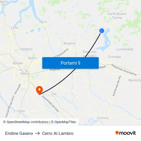 Endine Gaiano to Cerro Al Lambro map