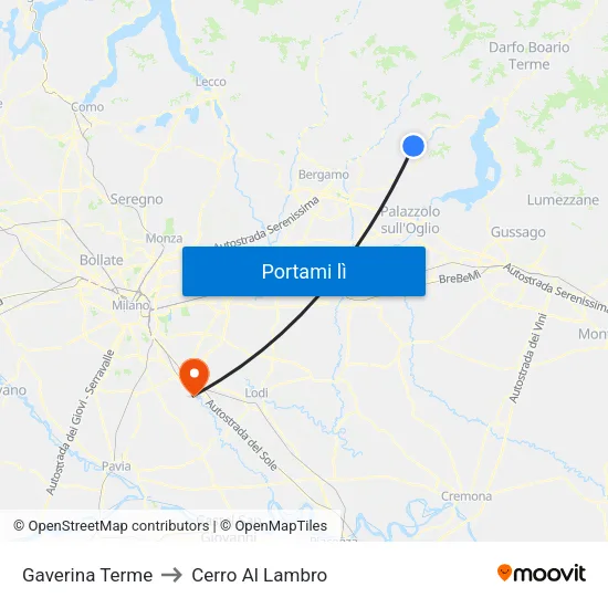 Gaverina Terme to Cerro Al Lambro map