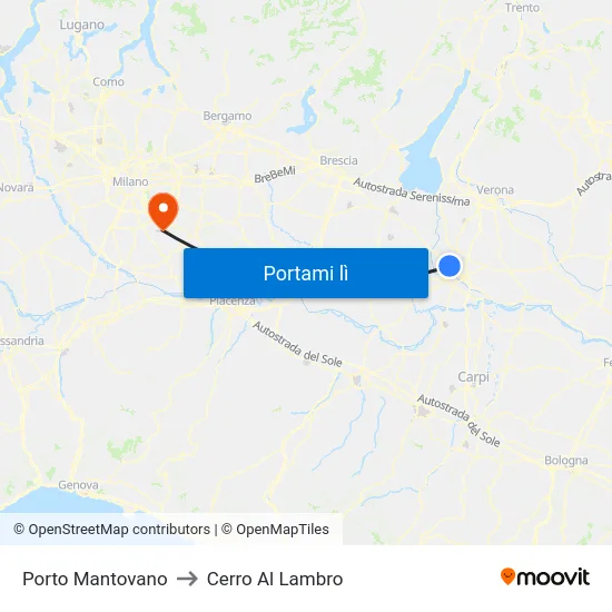 Porto Mantovano to Cerro Al Lambro map