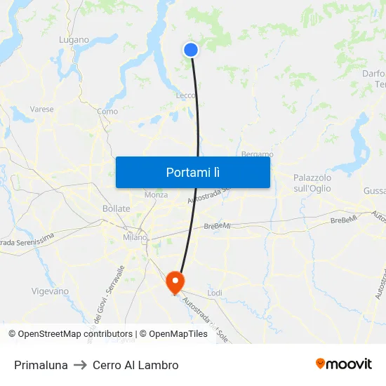Primaluna to Cerro Al Lambro map