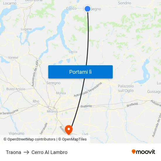 Traona to Cerro Al Lambro map