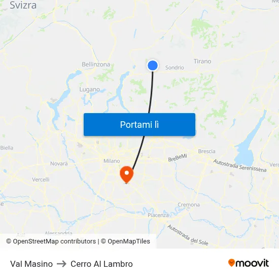 Val Masino to Cerro Al Lambro map