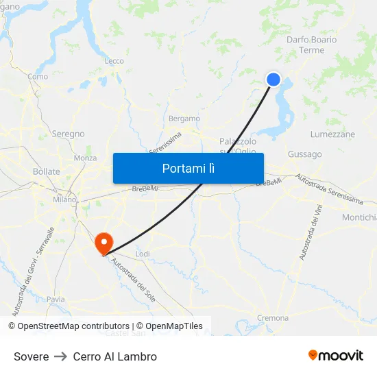 Sovere to Cerro Al Lambro map