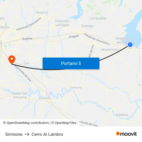 Sirmione to Cerro Al Lambro map