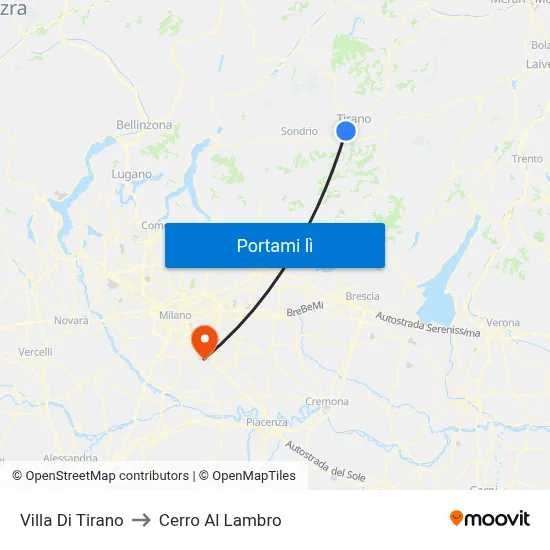 Villa Di Tirano to Cerro Al Lambro map