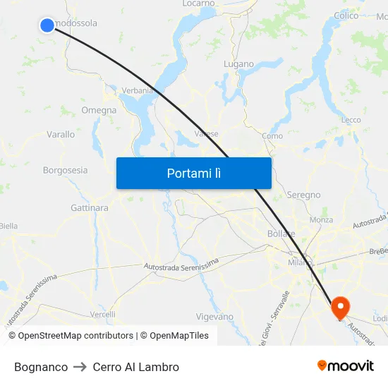 Bognanco to Cerro Al Lambro map