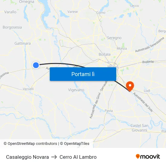 Casaleggio Novara to Cerro Al Lambro map