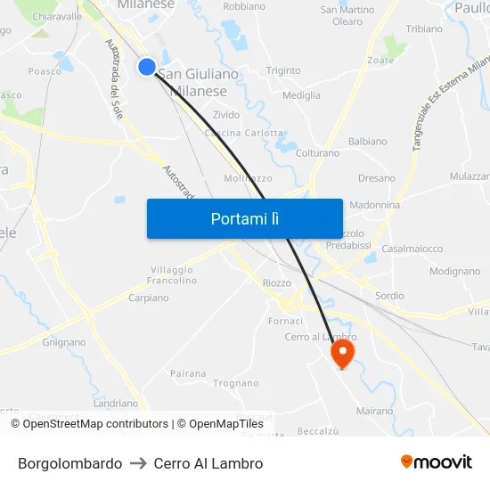 Borgolombardo to Cerro Al Lambro map
