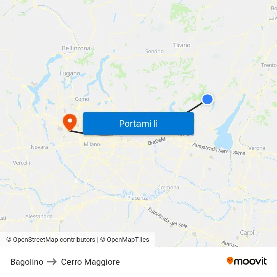 Bagolino to Cerro Maggiore map