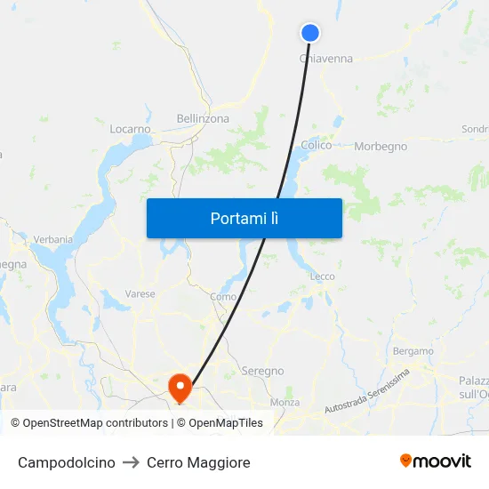 Campodolcino to Cerro Maggiore map