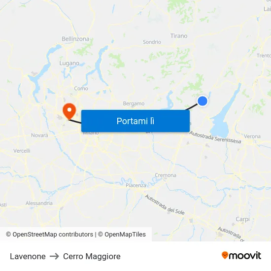Lavenone to Cerro Maggiore map