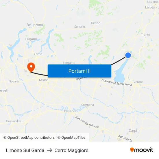 Limone Sul Garda to Cerro Maggiore map
