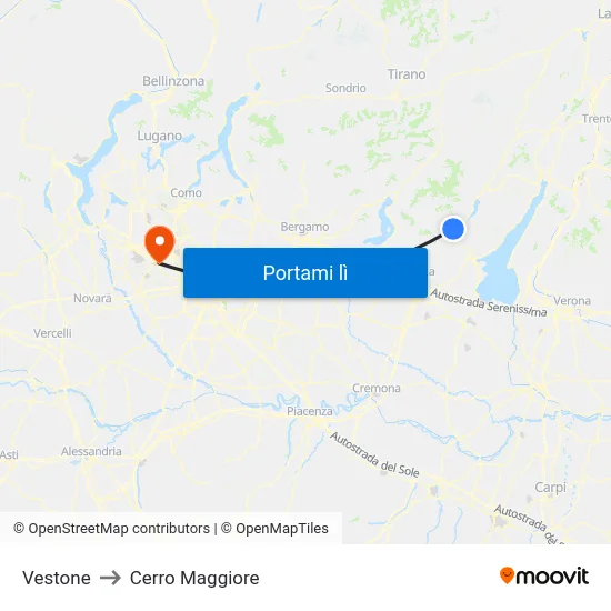 Vestone to Cerro Maggiore map