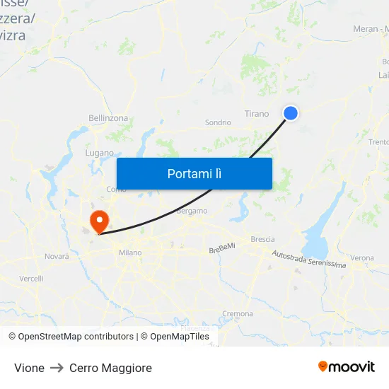 Vione to Cerro Maggiore map
