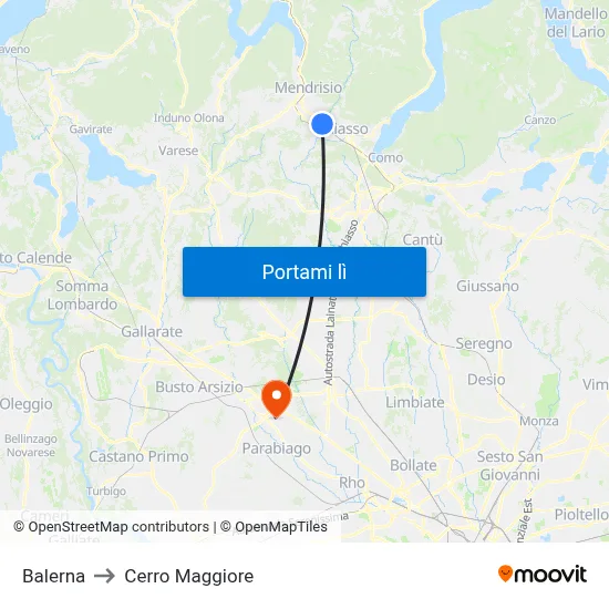 Balerna to Cerro Maggiore map