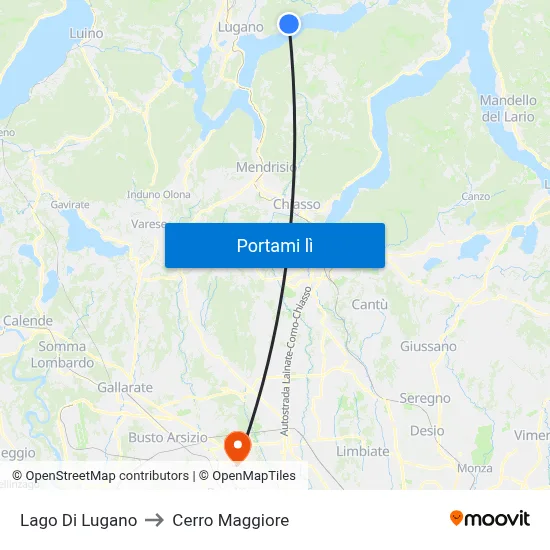 Lago Di Lugano to Cerro Maggiore map