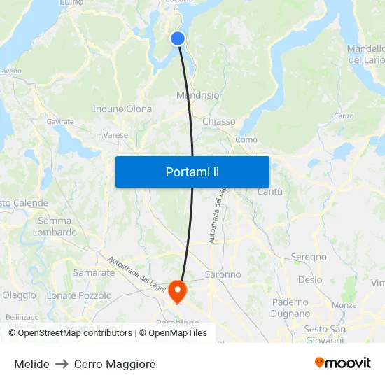 Melide to Cerro Maggiore map