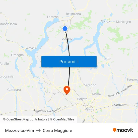 Mezzovico-Vira to Cerro Maggiore map