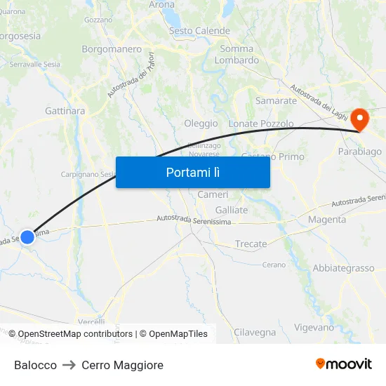 Balocco to Cerro Maggiore map