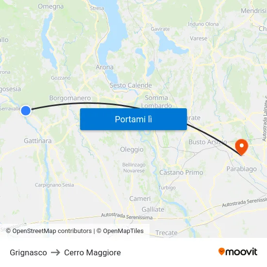 Grignasco to Cerro Maggiore map