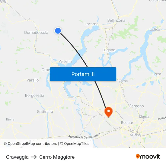 Craveggia to Cerro Maggiore map