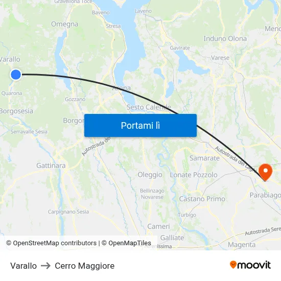 Varallo to Cerro Maggiore map