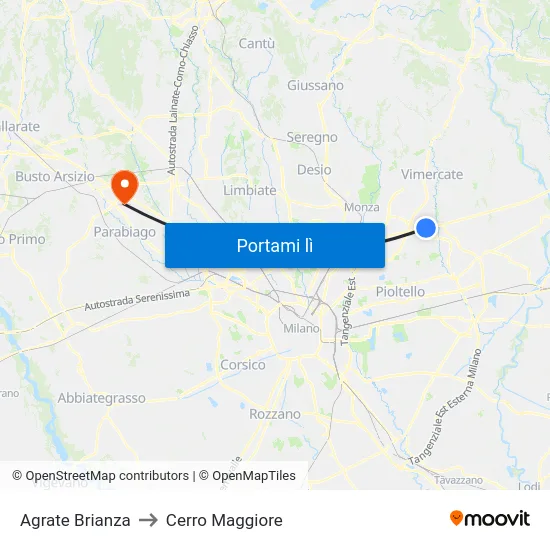 Agrate Brianza to Cerro Maggiore map