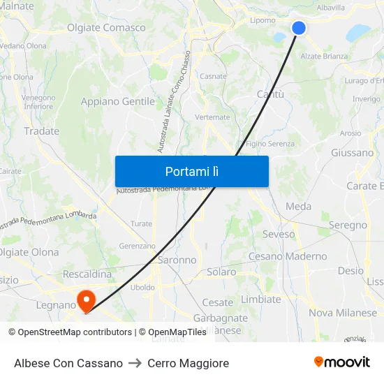 Albese Con Cassano to Cerro Maggiore map