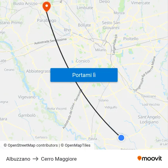 Albuzzano to Cerro Maggiore map