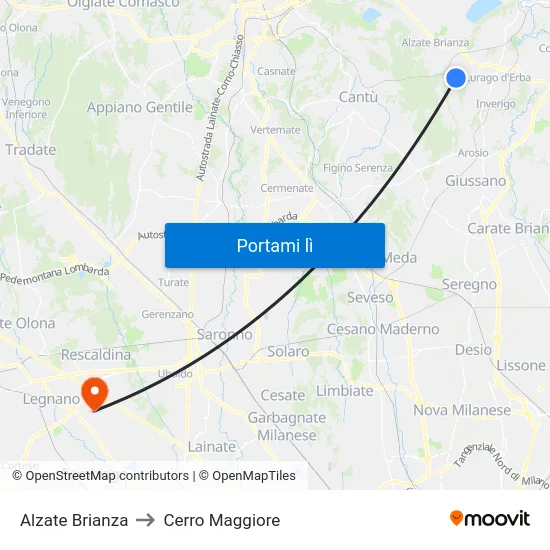 Alzate Brianza to Cerro Maggiore map