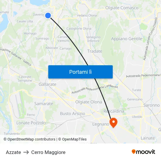 Azzate to Cerro Maggiore map