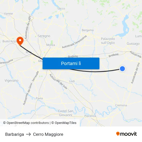 Barbariga to Cerro Maggiore map
