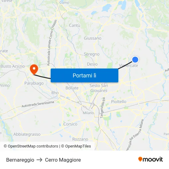 Bernareggio to Cerro Maggiore map