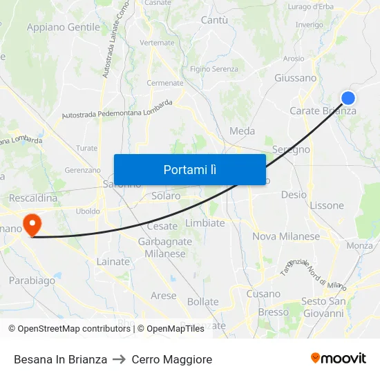 Besana In Brianza to Cerro Maggiore map