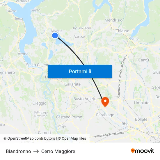 Biandronno to Cerro Maggiore map