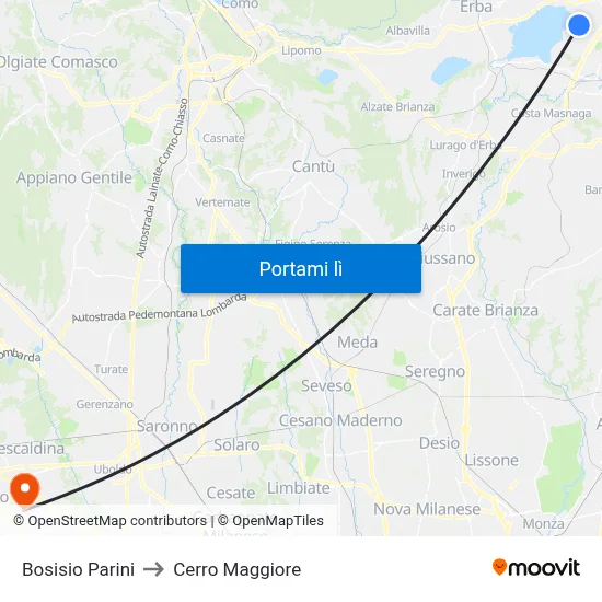 Bosisio Parini to Cerro Maggiore map