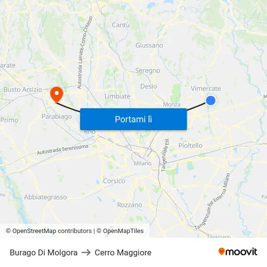 Burago Di Molgora to Cerro Maggiore map