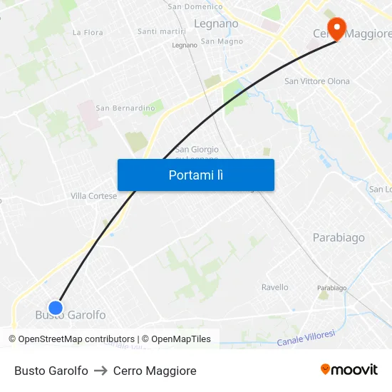 Busto Garolfo to Cerro Maggiore map