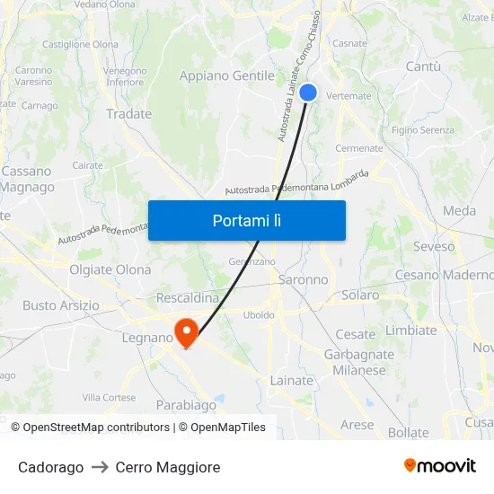 Cadorago to Cerro Maggiore map